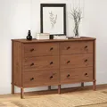 Kommode APOANA aus Massivholz mit 6 Schubladen, Kastanie farben – Sideboard mit viel Stauraum für Kleidung und Accessoires, Schlafzimmer Kommode aus Holz mit Metallauszug und skandinavischem Design