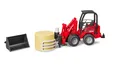 Bruder 02192 Schäffer Hoflader 2630 und Ballengreifzange und 1 Ballen Traktor
