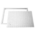 VEVOR Schachtabdeckung mit Rahmen 50 x 50 cm, Quadratischer Schachtdeckel Klärgrubendeckel, Hochbelastbarer Rutschfester Gullydeckel aus Kohlenstoffstahl für Abflussrinne, für Gehwege Gärten Höfe