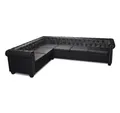 vidaXL Chesterfield-Sofa, Chesterfield Ecksofa 6-Sitzer Kunstleder Schwarz