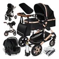 KESSER Loops Kinderwagen 4 in 1 Kombikinderwagen Komplett-Set auch als Buggy für Kinder bis 4 Jahre inkl. Babywanne, Babyschale + Fußsack, Korb, Wickeltasche, Regen- & Insektenschutz & Flaschenhalter