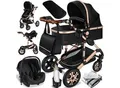 KESSER® Loops Kinderwagen 4 in 1 Kombikinderwagen Komplett-Set auch als Buggy für Kinder bis 4 Jahre inkl. Babywanne, Babyschale + Fußsack, Korb, Wickeltasche, Regen- & Insektenschutz & Flaschenhalter