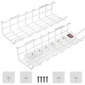 ONVAYA® Kabelkanal Schreibtisch | Weiß | Halterung für einfaches Kabelmanagement | Kabelführung für PC und Fernseher | Organizer für Kabel, Netzteile, Mehrfachstecker | selbstklebend & schraubbar
