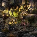 Solarleuchte Solarlampen für Außen Balkon Deko Gartendeko Metall Outdoor, Schmetterling Blumen Design, schwarz, LED, DxH 20 x 22,5 cm, 2er Set