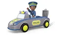 Toddys by siku 0148, Tom Trusty, 3-teiliges Polizeiauto mit Licht und Sound, Zusammensteckbar, Inkl. beweglicher Spielfigur, Hochwertiger Schwungradmotor, Blau/Grau, Ab 12 Monaten