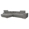 MIRJAN24 Ecksofa Torezio, Stilvoll Eckcouch mit Bettkasten und Schlaffunktion, Moderne Schlafsofa (Polo 894, Seite: Links) - Grau/Silber