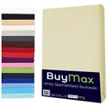 Buymax Spannbettlaken Buymax Jersey aus 100% Baumwolle, Jersey, Gummizug: Rundumgummi, (1 Stück), Pflegeleicht und Atmungsaktiv in Verschiedenen Farben und Größen beige 120 cm x 200 cm