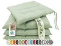 ZOLLNER 4er Set Sitzkissen in 40x40cm - gemütliche Stuhlkissen mit Bindebänder - waschbar bis 30°C - in lindgrün - Oeko Tex® Zertifiziert