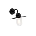 Qazqa Modern außen Wandleuchte, Außenlampe, Wandlampe für den Garten - Kansas - Schwarz, max. 60W, Geeignet für LED, 29.4cm, IP44, Rund