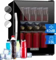 Klarstein Mini Kühlschrank mit Glastür, Mini-Kühlschrank für Zimmer, Getränkekühlschrank Klein mit Verstellbaren Ablagen, Kleiner Kühlschrank 33 Liter, Indoor/Outdoor Kühlschrank Leise