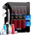 Minibar Weinkühler Getränkekühlschrank Glas 33L LED leise freistehend schwarz