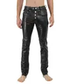 Bockle® Big Cheeker Butten Free Button Lederhose Herren Leder Jeans, Size: 40W / 36L