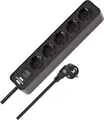 Brennenstuhl Ecolor 5fach schwarz/schwarz *DE* 1,5m H05VV-F 3G1,5 sw mit Schalter