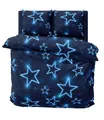 one-home Winter Bettwäsche 200x220 cm Sterne dunkel blau leuchtoptik Flausch Warme Fleece