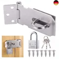 Edelstahl Riegelschloss Haspe mit Vorhängeschloss & Schrauben, Türriegel für Ga