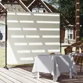 Paravent Freistehend, 1-teiliger Raumteiler Sichtschutz, Mit Metallrahmen Und Halterungen, Für Büros, Balkone, Schlafzimmer, Gärten, Terrassen, Stoff Mit Pa-beschichtung, 180x177 Cm, Creme - Woltu