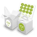 itenga 24x Würfelbox Griff weiß Sticker Fisch grün Kommunion Konfirmation Taufe