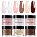 6 Colors Dip Powder Color Set, Nails Pink Nude Coffee Brown French White, Honey Joy Nail Fine Dipping Powder Colors No Need Lamp Cure,Like Gel Polish Effect,Even & Smooth Finishing (DP-P-6pcs-10g/box)