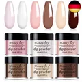 6 Colors Dip Powder Color Set, Nails Pink Nude Coffee Brown French White, Honey