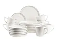 MÄSER, Serie Sita, Teller Set für 6 Personen, Essgeschirr aus weißem Porzellan mit schwarzem Rand, schlicht, elegant, Porzellan, weiß