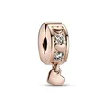 PANDORA Unendlichkeits-Herzen Funkelnder Charm-Anhänger aus 14 Karat rosévergoldeter Metalllegierung und Zirkonia - Kompatibel mit PANDORA Moments Armbänder
