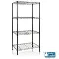 FLOORDIREKT Metallregal Rocky - Multifunktionales Ablagesystem aus pulverbeschichtetem Stahl - 4 Böden - 55 x 35 x 110 cm - Schwarz