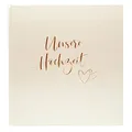 goldbuch 08 174 Hochzeitsalbum, Fotoalbum mit 60 weißen Seiten und Pergamin, Erinnerungsalbum mit Roségold, Album veredeltes Papier in Satinoptik, Herzklopfen mit Prägung, ca. 30 x 31 x 4 cm