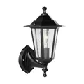 EGLO Außen-Wandlampe Laterna 4, 1 flammige Außenleuchte, Wandleuchte stehend aus Aluguss und Glas, Schwarz, E27 Fassung, IP44