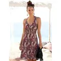 LASCANA Neckholderkleid mit Alloverprint und V-Ausschnitt, Sommerkleid, Strandkleid lila 44