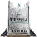 GiDeli Steinkohle 750kg - Kohle Fuer ofen und Kaminofen - Unsortierte Anthrazitkohle 5–50 mm – Hoher Heizwert 24–26 MJ/kg – Big Bag Heizkohle zum Heizen