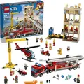 LEGO 60216 City Feuerwehr in der Stadt, Spielzeug für Kinder ab 6 Jahre, inklusive Feuerwehrauto, Kran, Hubschrauber und 7 Minifiguren - Rot