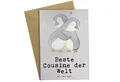 Mr. & Mrs. Panda Grußkarte Pinguin Beste Cousine der Welt, Glückwunschkarte, Grau Pastell, Verwa