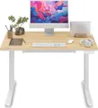 SENSE7 NEWAI Höhenverstellbarer Schreibtisch Elektrisch 120x60 cm Weiß Bambus Stehpult mit Schublade Memory Ergonomisch Home-Office Computertisch