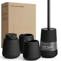 blackswedenhome. Badezimmer Set Schwarz - Hochwertiges Keramik Set - Seifenspender schwarzs, Zahnputzbecher, Toilettenbürste - Nordic Design, Badaccessoires matt, Seifenspender Bad