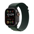 Apple Watch Ultra 2 Titanium (Cellular) 49mm Titaniumgehäuse schwarz, Armband Alpine Loop dunkelgrün (S) MX4Q3FD/A