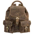 Greenburry Vintage Rucksack Leder Wanderrucksack braun | 35x36x20cm