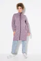 Ulla Popken Sweatjacke Strickfleecejacke Stehkragen längerer Schnitt, rubin