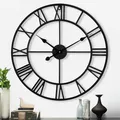 Samilito Wanduhr im Vintage-Stil Rund mit Robuster 2cm dicker Rahmen (60 cm)