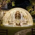 VEVOR Gartenkuppel, 3,6 x 2,2 m gro_es transparentes Blasenzelt für 4_7 Personen, geodätisches Kuppelgewächshaus mit Fenster, PVC-Zelt für Hinterh