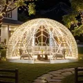 VEVOR Gartenkuppel, 3,6 x 2,2 m großes transparentes Blasenzelt für 4–7 Personen, geodätisches Kuppelgewächshaus mit Fenster, PVC-Zelt für Hinterhof, Terrasse, Camping, Party, Hochzeit