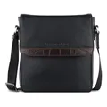 bugatti Corso DeLuxe, Schultertasche aus echtem Leder mit Überschlagklappe, schwarz