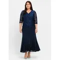 Sheego Etuikleid Abendkleid blau 48
