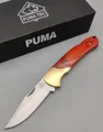 PUMA TEC Taschenmesser Pakkaholz gold Messingbacken AISI 420 Stahl Backlock Fang