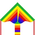 HQ Ecoline Simple Flyer Rainbow 85cm Kinderdrachen Flugdrachen Einleiner Drachen zum steigen lassen, wenig Wind ab 5 Jahre, 42x85cm+1.5m Drachenschwanz inkl. 17kp Polyesterschnur 25m auf Griff 2-5 Bft