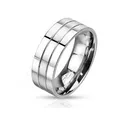 Bungsa Ring silber dreireihig für Damen und Herren Edelstahl hochglanzpoliert (Ring Damen Fingerring Partnerringe Verlobungsringe Trauringe Damenring Edelstahlring Chirurgenstahl) (60)