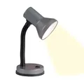 Brilliant Junior Tischlampe grau Schreibtischlampe mit Flexarm & Kippschalter E27 Fassung, LED geeignet moderne Leselampe