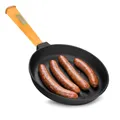 Ø24cm Pfanne aus Gusseisen mit Holzgriff abschraubbar 46mm hoch Gusseisenpfanne Bratpfanne Steakpfannen Cast Iron Pan Feuerpfanne geeignet für Gasgrill Backofen Feuerstelle alle Herdarten Induktion