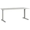 Germania Schreibtisch, Grau, Silber, Metall, Holzwerkstoff, rechteckig, C-Form, 160x70x80 cm, höhenverstellbar, Arbeitszimmer, Schreibtische, Bürotische