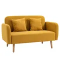 HOMCOM Sofa samtartiges Polyester, Gummiholz, Schaumstoff