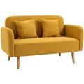 HOMCOM Sofa samtartiges Polyester, Gummiholz, Schaumstoff